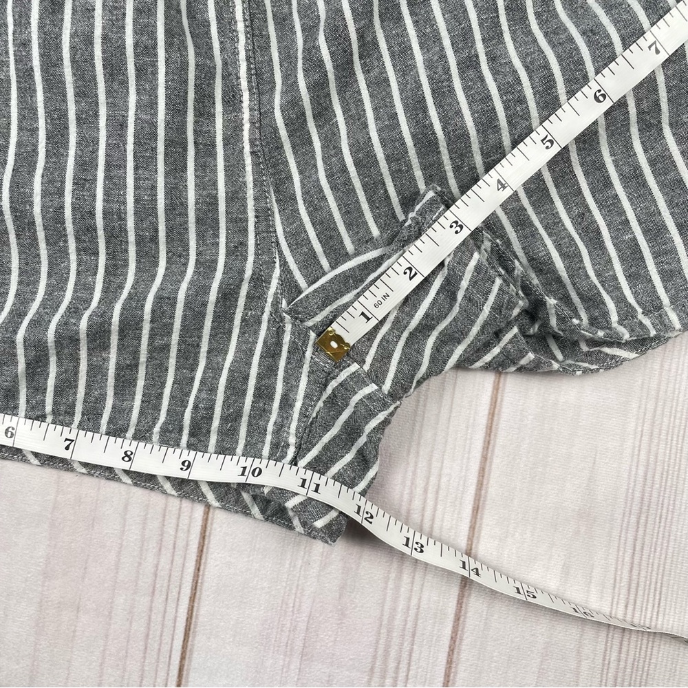 EUC Marine Layer Beach Shorts Women’s M Gray White Stripe Hemp Blend Pull on - Picture 10 of 11
